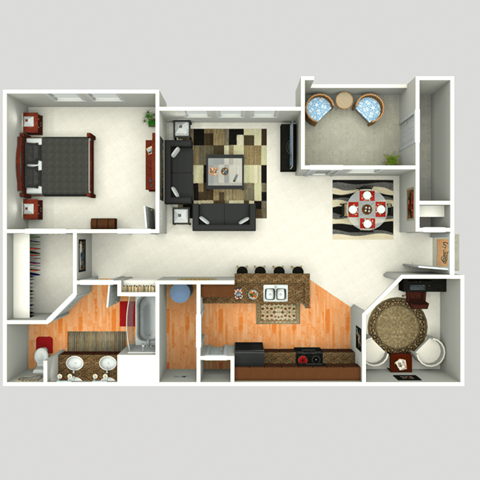 Floor plan for 1 bed, 1 bath, 920 sqft